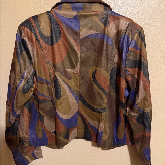 Insight Women's Colorful Abstract Leather Jacket - Picture 3 of 3